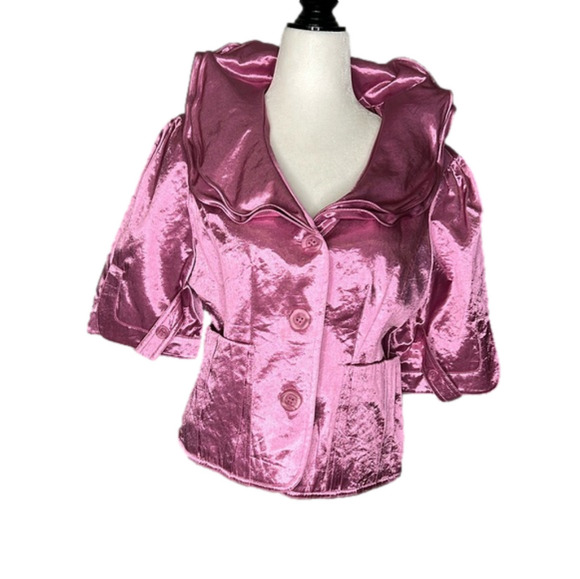 Gilani Jackets & Blazers - ***SOLD****Gilani Women's Metallic  Pink ¾ Sleeve Blazer